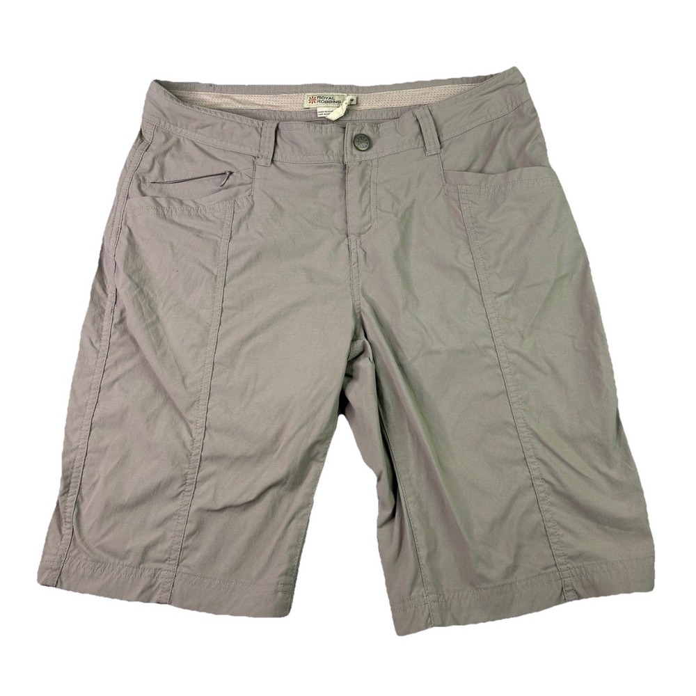 Royal Robbins Women's Shorts Gray Nylon Hiking Outdoor Pockets Size 6 Bermuda